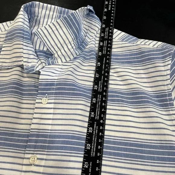 Bonobos Riviera Striped Short Sleeve Button Down Blue White Mens Slim XXL - Picture 9 of 10